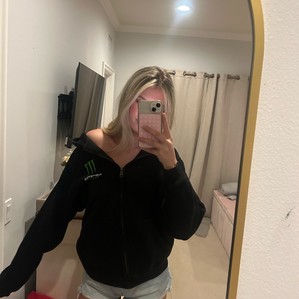 Black Monster Energy Zip-Up Hoodie